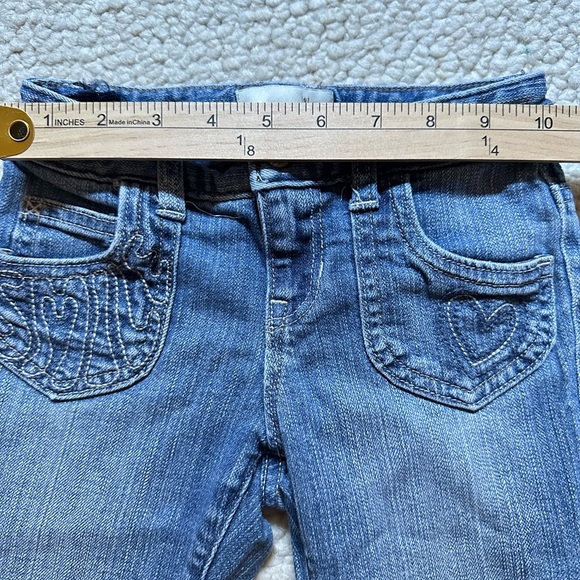 VTG Old Navy Girls Sz 6 Blue Denim Jeans Embroidered  Cross Stitch Straight Y2K - Picture 11 of 13